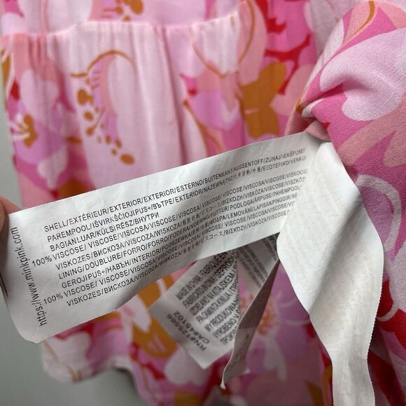 MINKPINK Josie Maxi Skirt Women Large Pink Floral 100% Viscose Lined - Picture 16 of 16